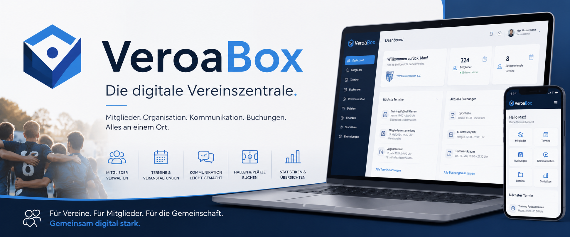 VeroaBox – Die digitale Vereinszentrale für Mitglieder, Termine, Buchungen und Kommunikation